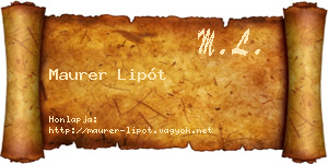 Maurer Lipót névjegykártya